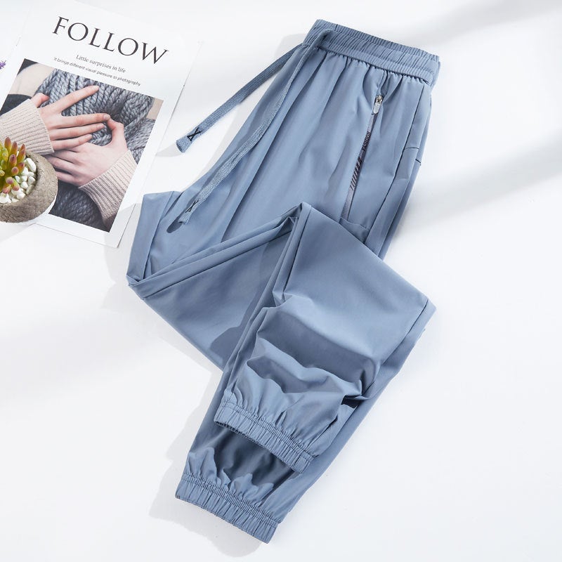 Summer Thin Quick-Dry Ice Silk Pants For Women, Loose Jogger Pants, Cropped Pants, Sun-Protective Men'S Sports Casual Pants - Image 4