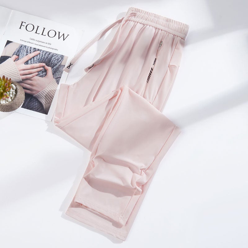 Summer Thin Quick-Dry Ice Silk Pants For Women, Loose Jogger Pants, Cropped Pants, Sun-Protective Men'S Sports Casual Pants - Image 1