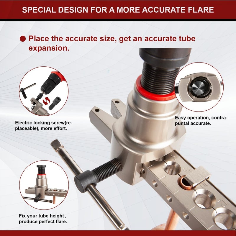 Wostore Manual & Electric Eccentric Flaring Tool - 9 Dies for Eccentric Flares on 6mm,1/4",9mm,3/8",10mm,12mm,1/2",5/8"(16mm)&3/4"(19mm) Copper Pipes - Ideal for Refrigeration HVAC Plumping Work… - Image 3