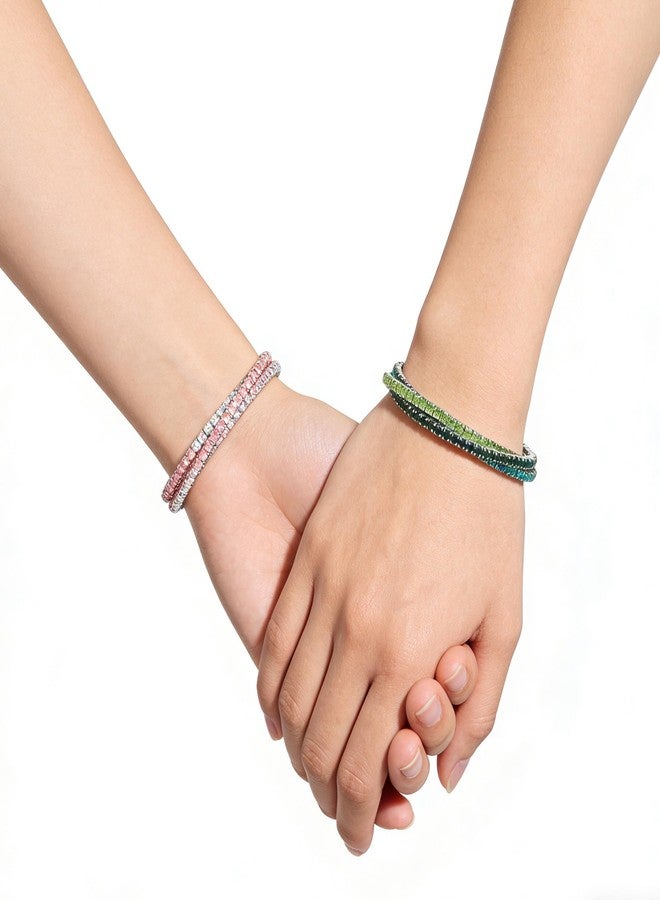 IDesign Pink & Green Cuff Bracelet Galentine's Day Gifts Witch Movie Inspired Best Friends BFF Rhinestone Bangle Sparkly Bridesmaid Wedding Jewelry - Image 4