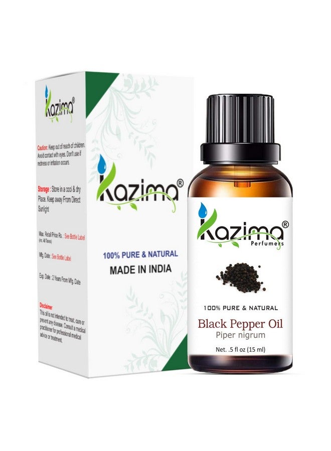 KAZIMA Black Pepper Essential Oil - 100% Pure Natural & Undiluted For Skin care & Hair (15ML)