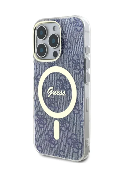 GUESS MagSafe 4G Edition HD Printing PC & TPU Case for iPhone 16 Pro/ Lightweight/ High Quality Material/ MagSafe compatibility - Blue