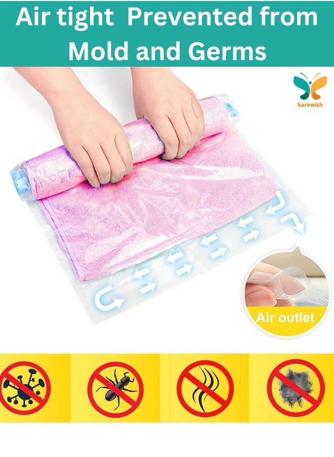 Karewish - KAREWISH Vacuum Storage Bags 12PCS set, (3pcs 40x60cm,3pcs 50x70cm,3pcs 60x80cm,3pcs 80x100cm) in one color bag 80 microns. Sealer Bag for Clothes Reusable Compression Space Saver Bag with Hand Pump - Image 1