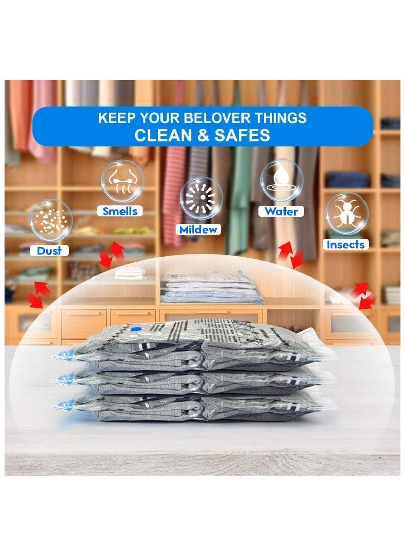 Karewish - KAREWISH Vacuum Storage Bags 12PCS set, (3pcs 40x60cm,3pcs 50x70cm,3pcs 60x80cm,3pcs 80x100cm) in one color bag 80 microns. Sealer Bag for Clothes Reusable Compression Space Saver Bag with Hand Pump - Image 1