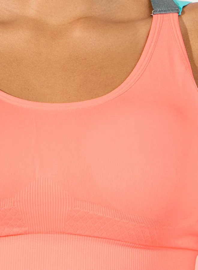 Styli Contrast Cross Back Straps Sports Bra