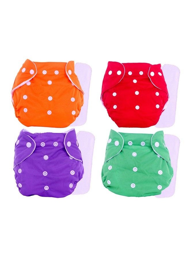 The Little Lookers Adjustable Cotton Pocket Diapers & Reusable Baby Washable Cloth Diaper Nappies With Wetfree Inserts For Babies Infants Toddlers ; Age 0 To 2 Years ; Pack Of 4 (Random Colors)  - Image 2