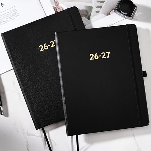 Vondafe Planner 2026-2027 - Academic Planner 2026-2027, July 2026 - June 2027, 8'' x 10'', 26-27 Planner Weekly and Monthly, 26-27 Calendar Planners with Pen Holder, Elastic Closure, Leather Hardcover - Black - Image 2