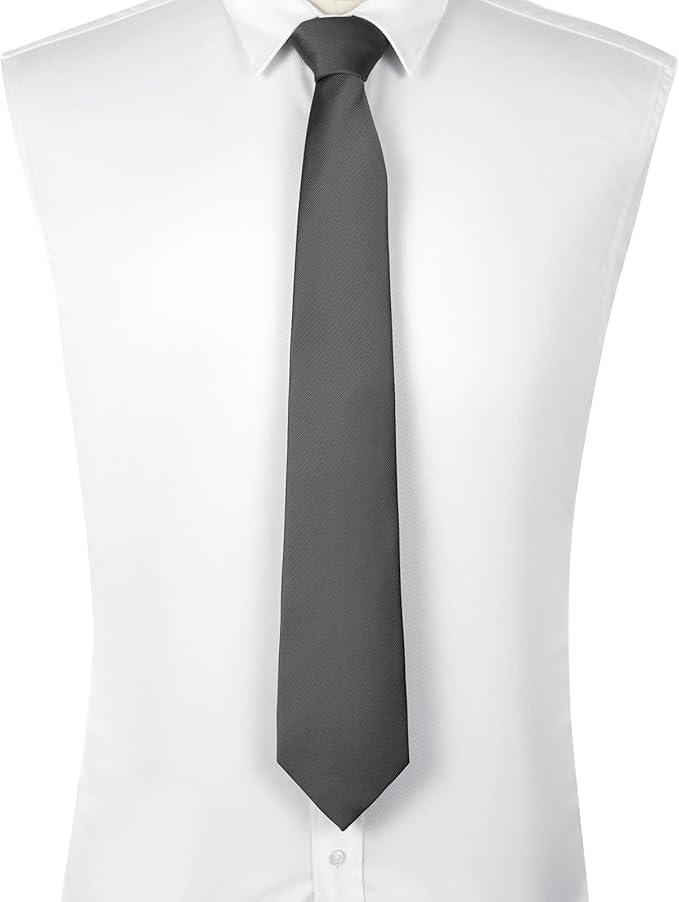 Young Arrow Premium Microfiber Matte Finish Necktie for Men – Solid Formal Tie for Office, Wedding, Party, Groom & Groomsmen (Charcoal Grey) - Image 4