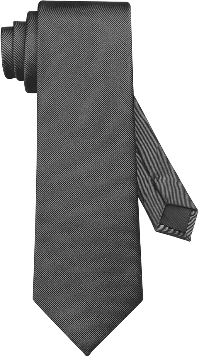 Young Arrow Premium Microfiber Matte Finish Necktie for Men – Solid Formal Tie for Office, Wedding, Party, Groom & Groomsmen (Charcoal Grey) - Image 2