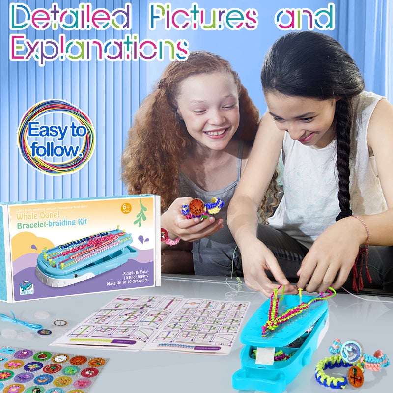 Euclidean Cube Friendship Bracelet Making Kit for Girls, Whale Shaped Bracelet Maker, Crafts for Girls Ages 8-12, DIY Bracelet String Travel Rewarding Activity Set, 7 8 9 10 11 12 Years Old Girl Birthday Gift - Image 2