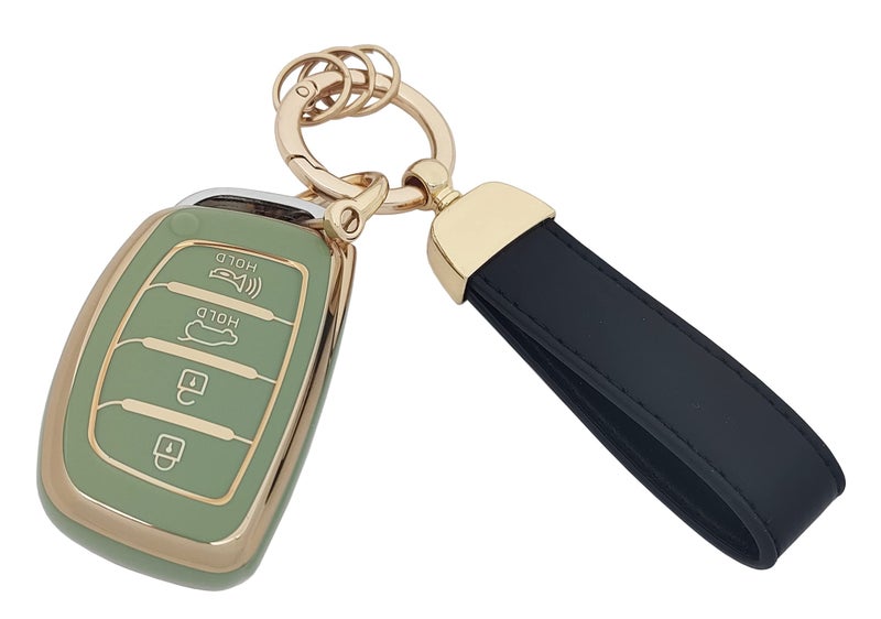 vurbemes TPU Key Fob Cover Case fit for 2019 2018 2017 2016 2015 2014 2013 Hyundai Sonata Tucson Elantra Keyless Entry Key Fob Green