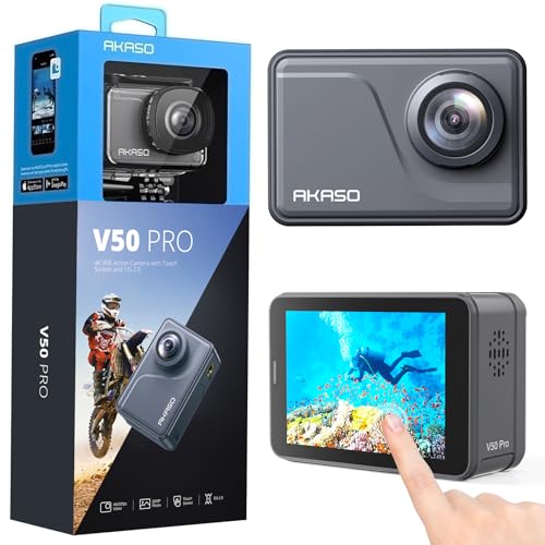 AKASO V50 Pro Native 4K30fps 20MP WiFi Action Camera with EIS Touch Screen 100 feet Waterproof Camera Web Camera Support External Mic Remote Control Sports Camera with Helmet Accessories Kit - Image 1