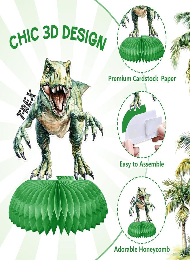 Reyoust 9Pcs Dinosaur Birthday Honeycomb Centerpieces Dino Volcano Honeycomb 3D Centerpieces Dinosaurs Double-Sided Printing Party Supplies Kit Medieval Jungle Theme Party Decorations for Boys Girls Kids - Image 4