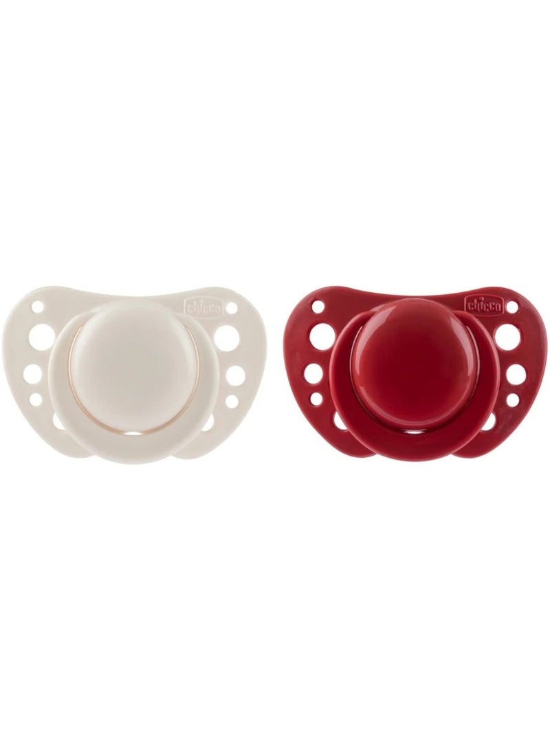 Chicco PhysioForma Air Silicone Pacifier 6-16m White/Red x2 - Image 1