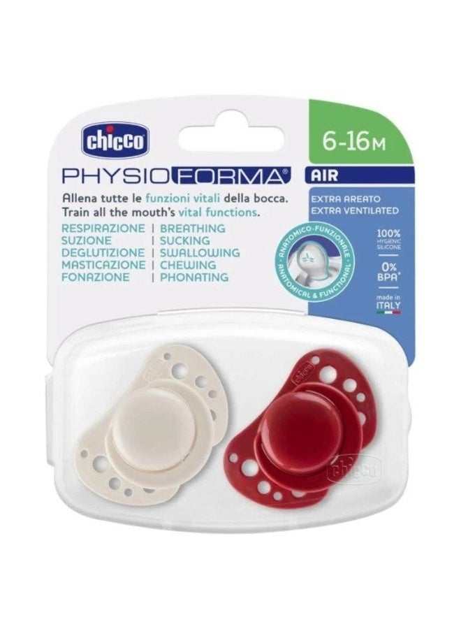 Chicco PhysioForma Air Silicone Pacifier 6-16m White/Red x2 - Image 3