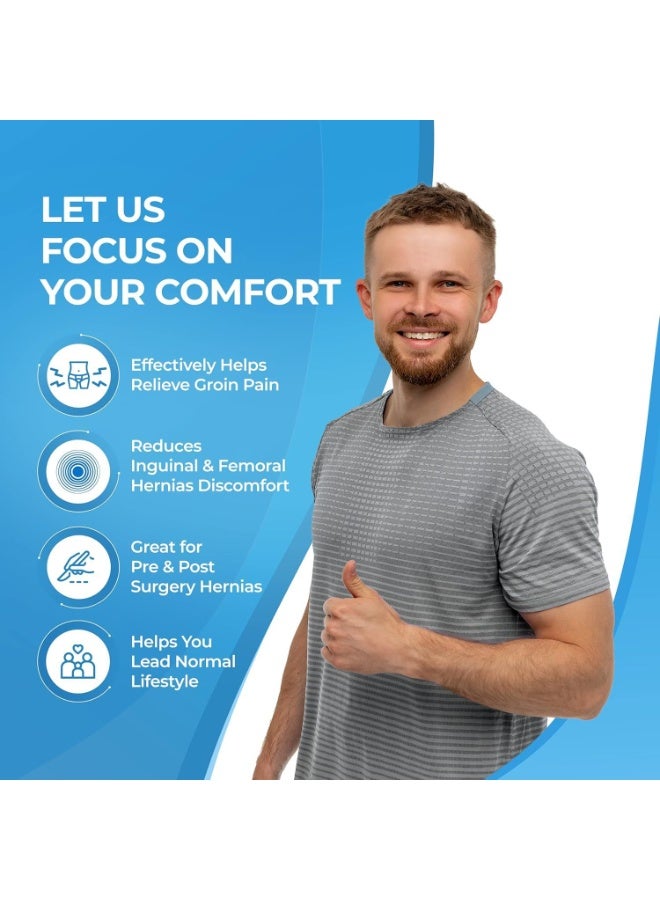 هالونهي حزام الفتق الإربي للرجال - حزام دعم الفتق الإربي للرجال، يستخدم لإصلاح الفتق الإربي/الفخذي ومنعه من البروز، حزام الفتق للدعم قبل الجراحة/بعدها، قابل للتعديل والإزالة - Image 2