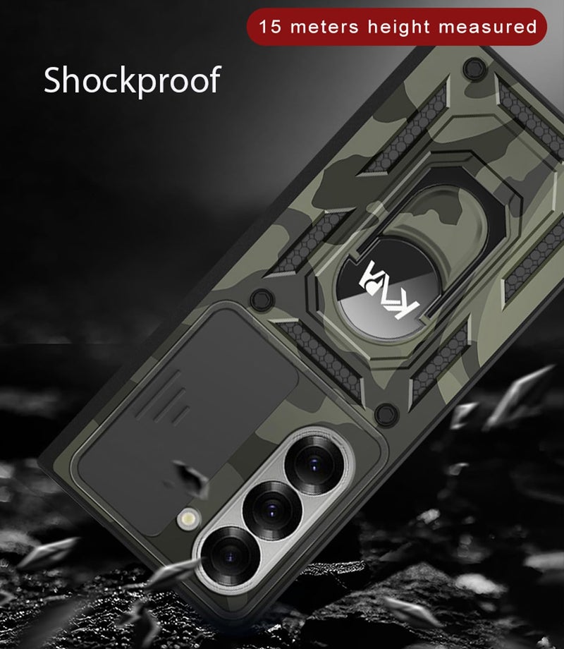 Kapa Tank Back Cover for Samsung Galaxy Z Fold 7 | Inbuilt Ring + Slider Shockproof Lens Protection Bumper Back Case (Black) - Image 3