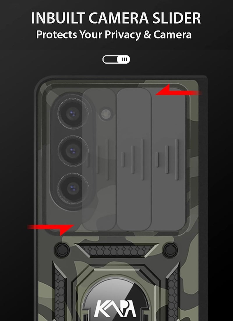 Kapa Tank Back Cover for Samsung Galaxy Z Fold 7 | Inbuilt Ring + Slider Shockproof Lens Protection Bumper Back Case (Black) - Image 4