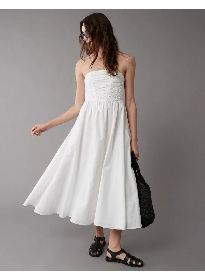 امريكان ايجل Strapless Cotton poplin Midi Dress