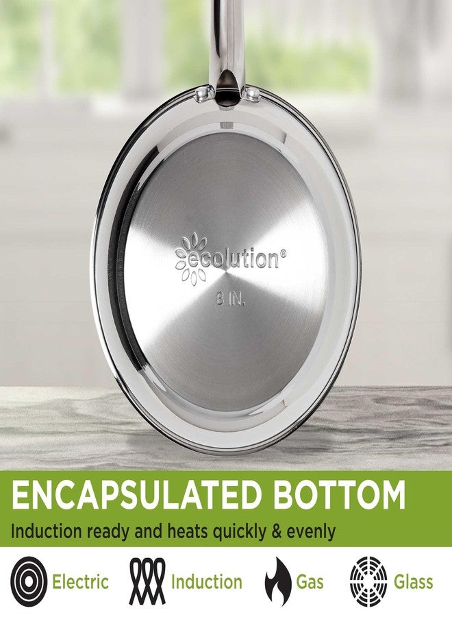 Ecolution Classic Stainless Steel Fry Pan, Professional Quality Sauté, Encapsulated Base, Comfort Grip Riveted Handles, All Cooktop Safe, Oven Safe, Dishwasher Safe, 8-Inch - Image 4
