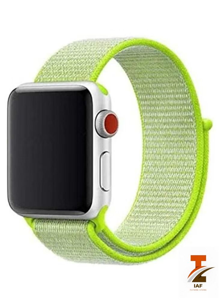 IAF Nylon Sport Band for Apple Watch 41mm 40mm 38mm Soft Replacement Strap for iWatch Series 7/ 6/ SE/ 5/4/3/2/1 (Lime Green)