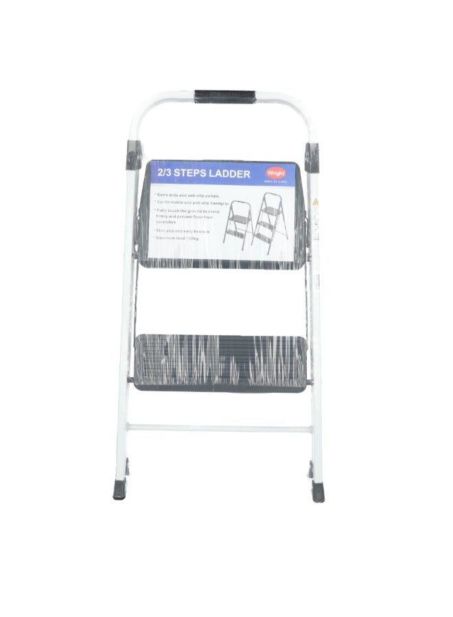 Wrights 2-Step Steel Foldable Step Ladder Black and White 80.2 x 5.6 x 41 cm WR2112M1