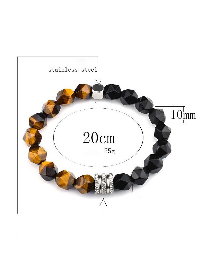 Grey Tiger's Eye Agate 10mm Faceted Stone Bracelet