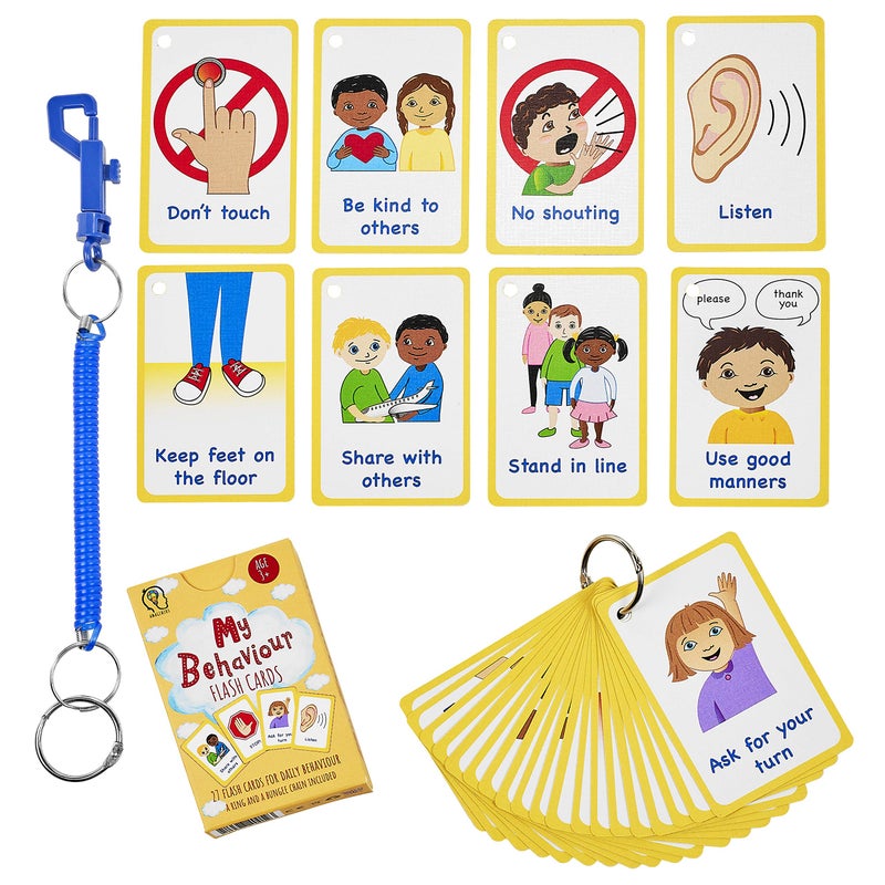 Amonev My Behaviour Cards 27 Flash Cards for Visual aid Special Ed, Speech Delay Non Verbal Children and Adults with Autism or Special Needs - Image 1
