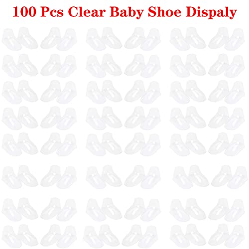 Ostlttyn 100Pcs Clear Plastic Baby Feet Display, Baby Booties Crochet Shoes Socks Showcase, Toddler Shoes Supports Shoe Forms Stand Holder for Store and Home Use, 50Pair, 8CM - Image 5