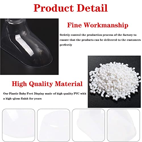 Ostlttyn 100Pcs Clear Plastic Baby Feet Display, Baby Booties Crochet Shoes Socks Showcase, Toddler Shoes Supports Shoe Forms Stand Holder for Store and Home Use, 50Pair, 8CM - Image 4