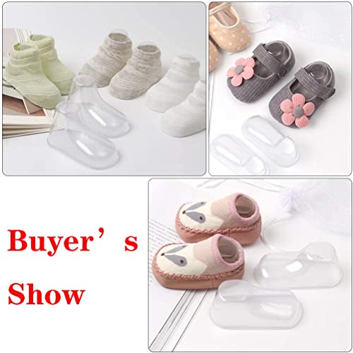 Ostlttyn 100Pcs Clear Plastic Baby Feet Display, Baby Booties Crochet Shoes Socks Showcase, Toddler Shoes Supports Shoe Forms Stand Holder for Store and Home Use, 50Pair, 8CM - Image 3