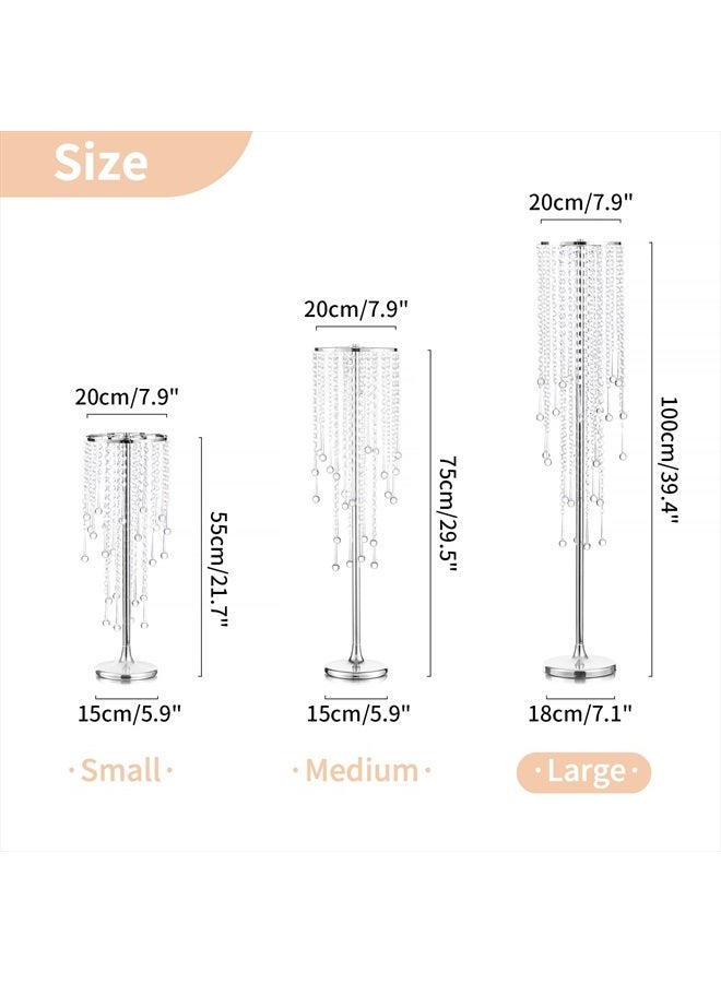 NUPTIO Wedding Centerpieces Silver Vases: 2 Pcs 39.4in Tall Crystal Flower Vase Metal Flowers Stand for Party Tables Decorations - Elegant Bulk Weddings Decoration Table Chandelier Centerpiece Stands - Image 5