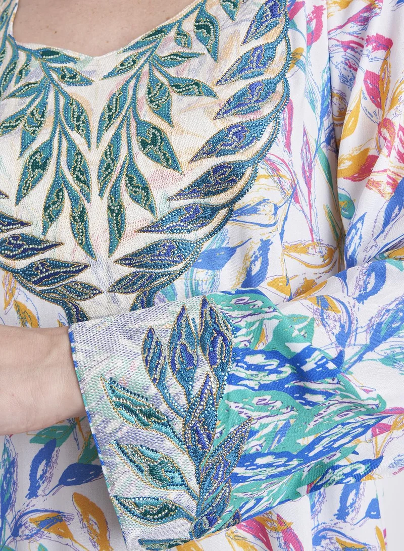 KASHKHA Water Color Leaves Mukhawar Jalabiya