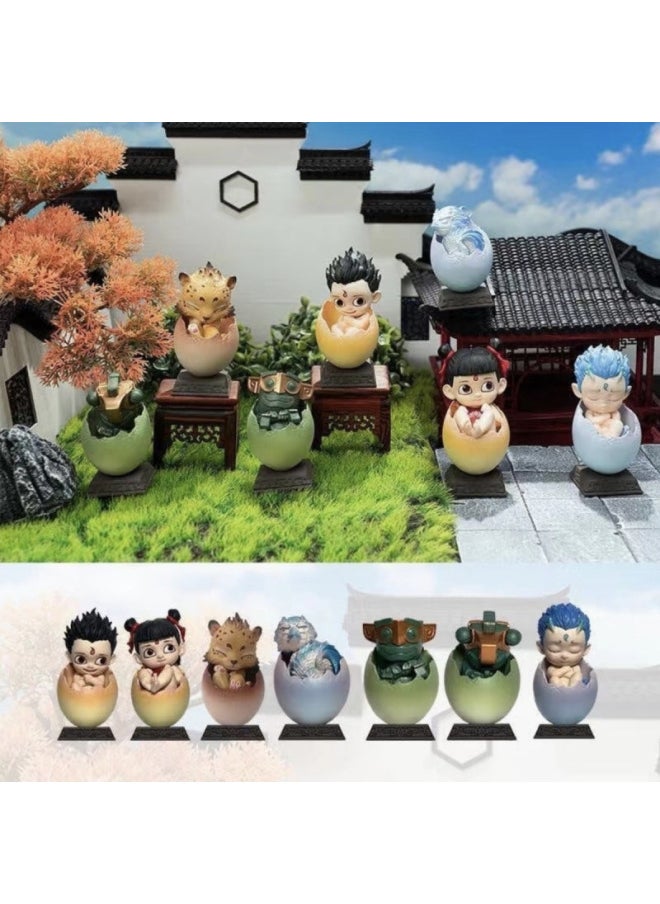 Generic - Nezha's Devil Child Comes To The World Egg Pet Blind Box Series Doll Ornaments Doll Hand-made Desktop Gift-Color:Hidden Model-xiao Nezha Unboxing And Confirmation Model - Image 1