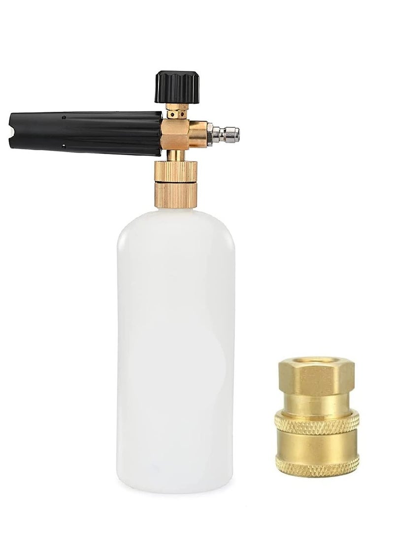 Aimex Plastic Adjustable Foam Cannon 1 Liter Bottle Snow Foam Lance, Brass Thread With 1/4" Quick Connector Foam Blaster For Pressure Gun - Image 1
