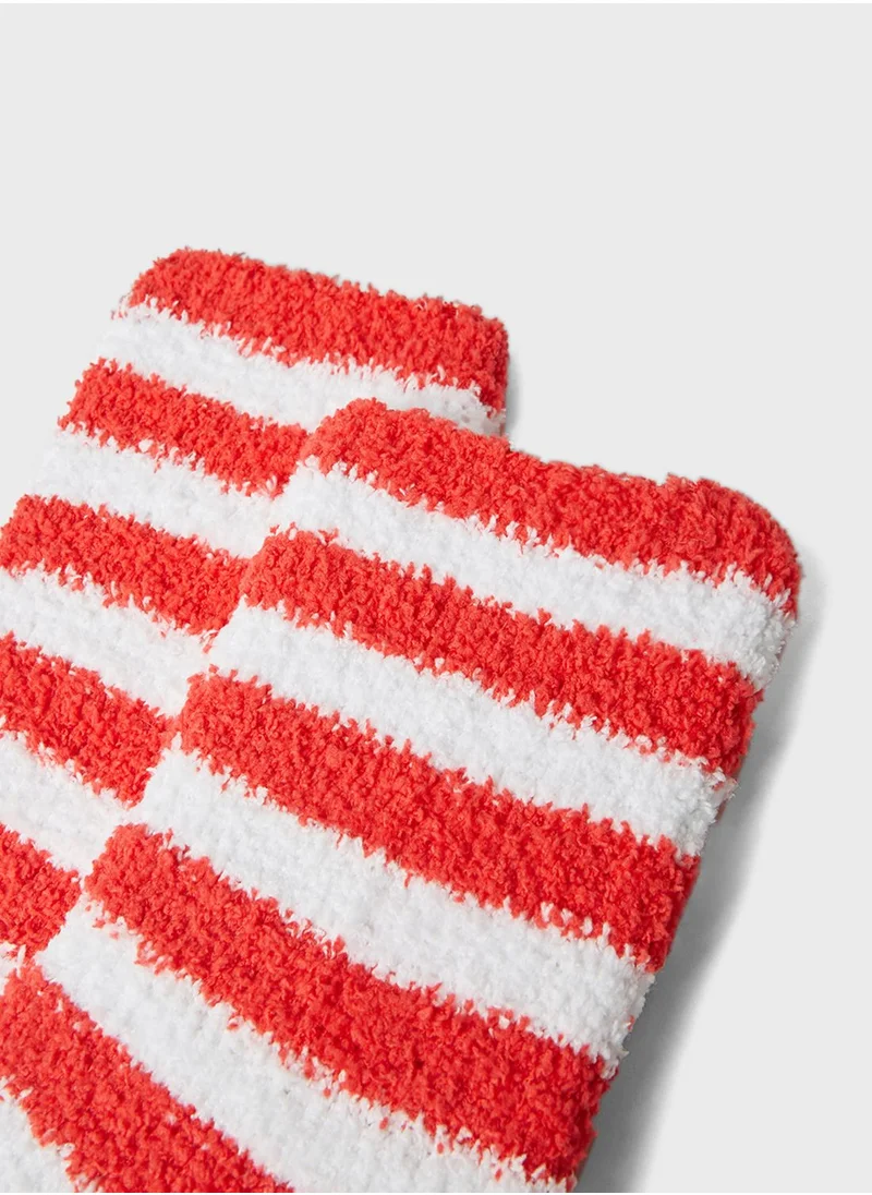 BRAVE SOUL Candycane Socks & Eyemask Set