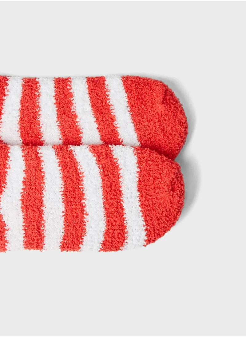 BRAVE SOUL Candycane Socks & Eyemask Set