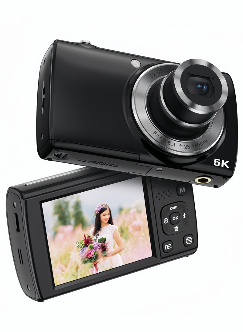 Milatech 5K Digital Camera with Dual - Cameras, 64MP, 5X Optical Zoom, 32G TF Card, Touch Screen - Image 1