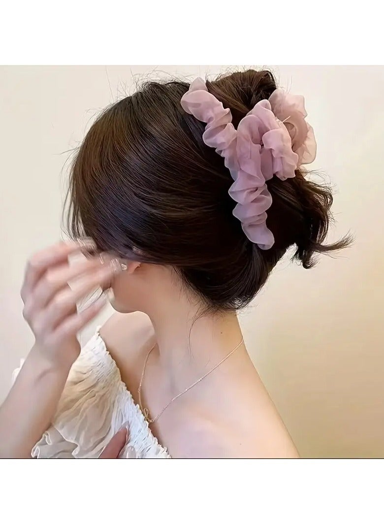 Goolsky Elegant Mesh Hair Claw Clip - Large, Non-Slip Ponytail Holder for Women and Girls - Chic Solid Color Accessory - Image 5