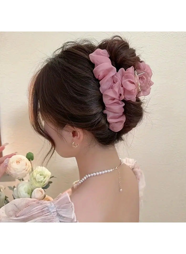 Goolsky Elegant Mesh Hair Claw Clip - Large, Non-Slip Ponytail Holder for Women and Girls - Chic Solid Color Accessory - Image 2