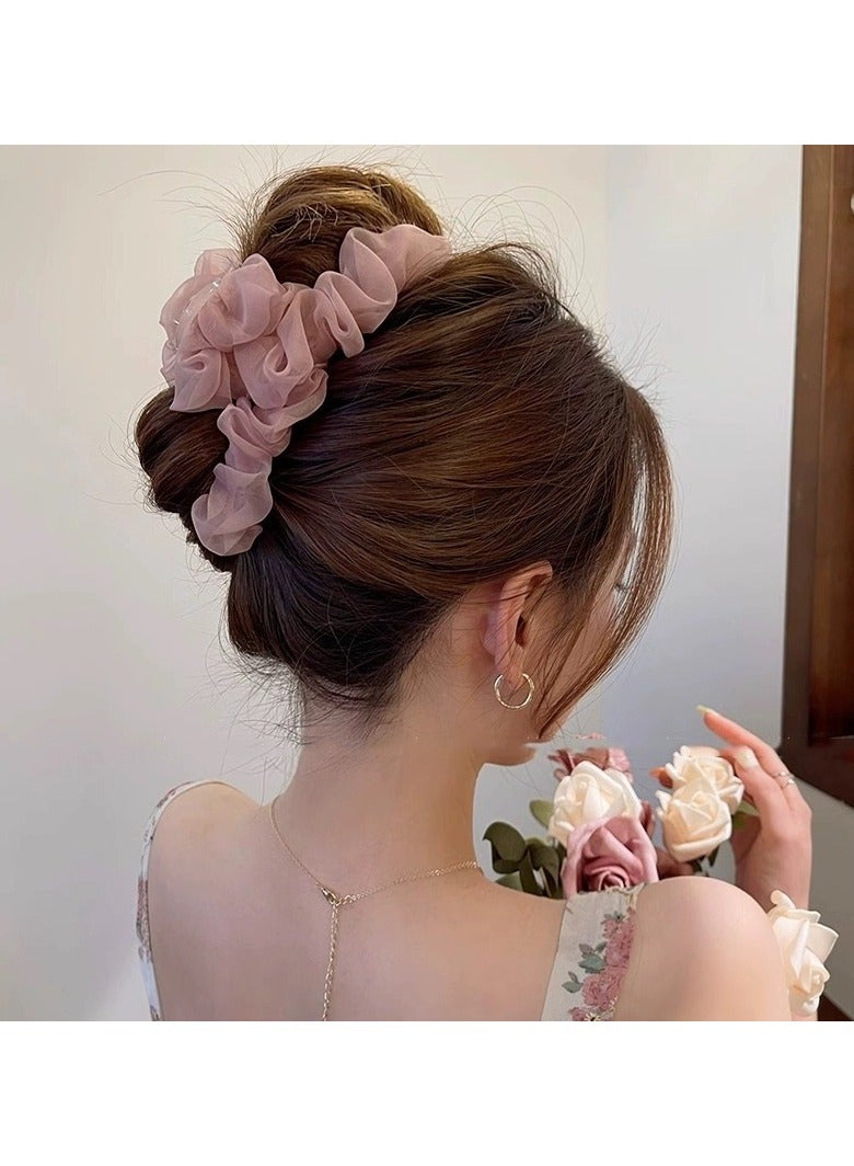 Goolsky Elegant Mesh Hair Claw Clip - Large, Non-Slip Ponytail Holder for Women and Girls - Chic Solid Color Accessory - Image 3