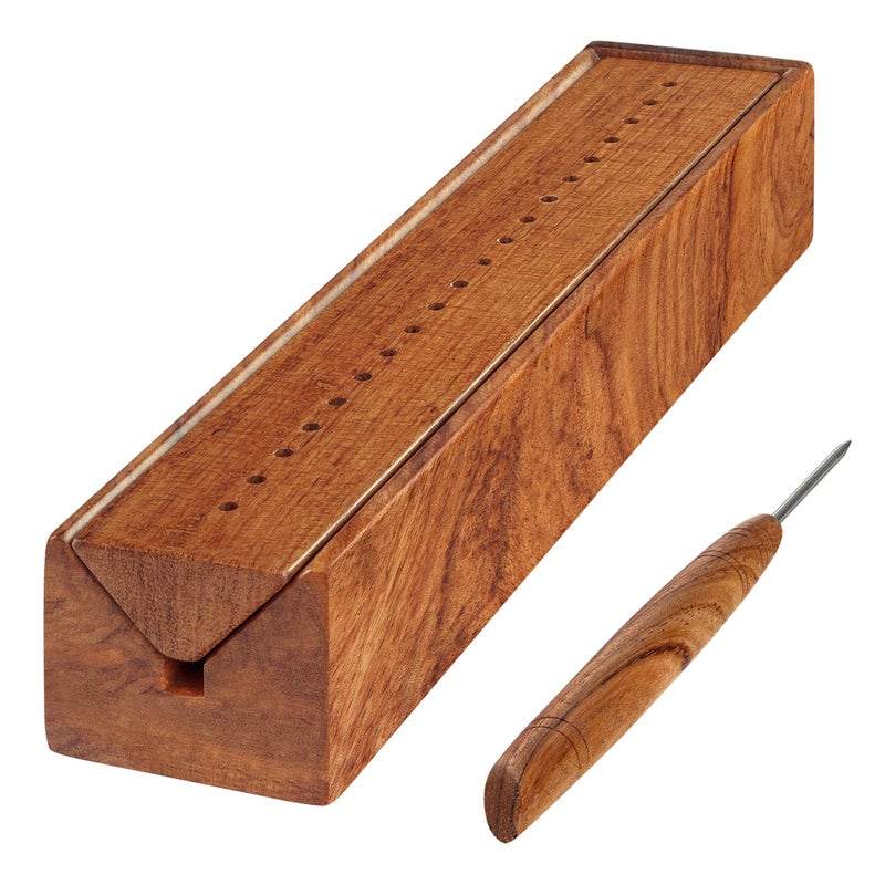 Savina Wooden Bookbinding Cradle with Awl â€“ Handcrafted Hardwood Punching Tool, Smooth Finish Piercing Cradle for Signatures, Journals & DIY Bookbinding Crafts - Image 1