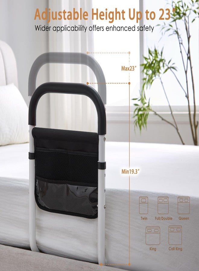 YJGH Bed Rails for Elderly Adults Safety, Bed Assist Rails for Seniors, Double Stabilizer Bars Design with Storage Pocket & Fall Prevention Guard, Fits King, Queen, Full, Twin Bed - Image 2