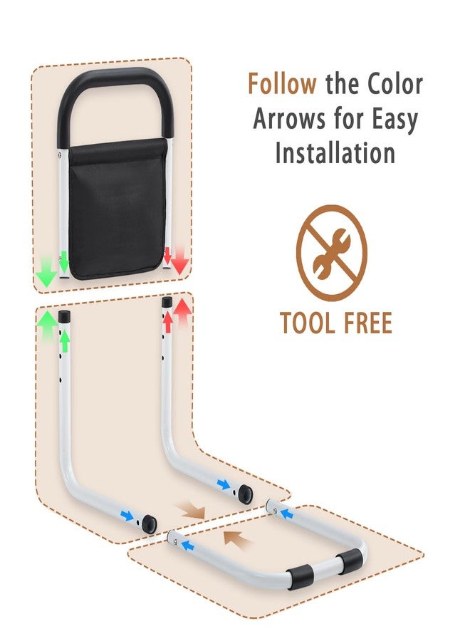 YJGH Bed Rails for Elderly Adults Safety, Bed Assist Rails for Seniors, Double Stabilizer Bars Design with Storage Pocket & Fall Prevention Guard, Fits King, Queen, Full, Twin Bed - Image 4