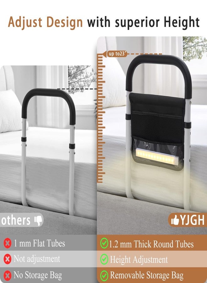 YJGH Bed Rails for Elderly Adults Safety, Bed Assist Rails for Seniors, Double Stabilizer Bars Design with Storage Pocket & Fall Prevention Guard, Fits King, Queen, Full, Twin Bed - Image 3