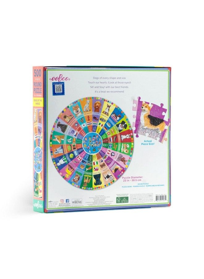 eeboo : Piece And Love Dogs Of The World 500 Piece Round Family Jigsaw Puzzle, Multicolor, Jigsaw Puzzle For Adults And Families, Includes Glossy, Sturdy Pieces And Minimal Puzzle Dust  - Image 4
