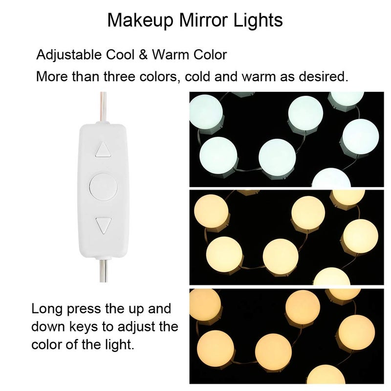 klarako Hollywood Style Vanity Lights, Professional Dimmable LED Makeup Mirror Light, 10 Bulbs | USB Charging - Image 3