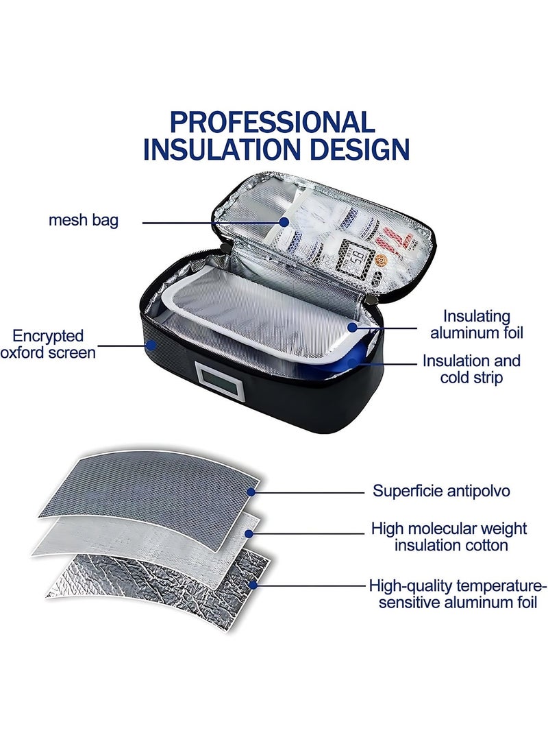 Insulin Cooler Travel Bag with Digital Temperature Display – Portable Medication Cooler Case with 2 Ice Packs for Diabetes, Insulated Organizer for Pens & Vials – Grey - Image 3