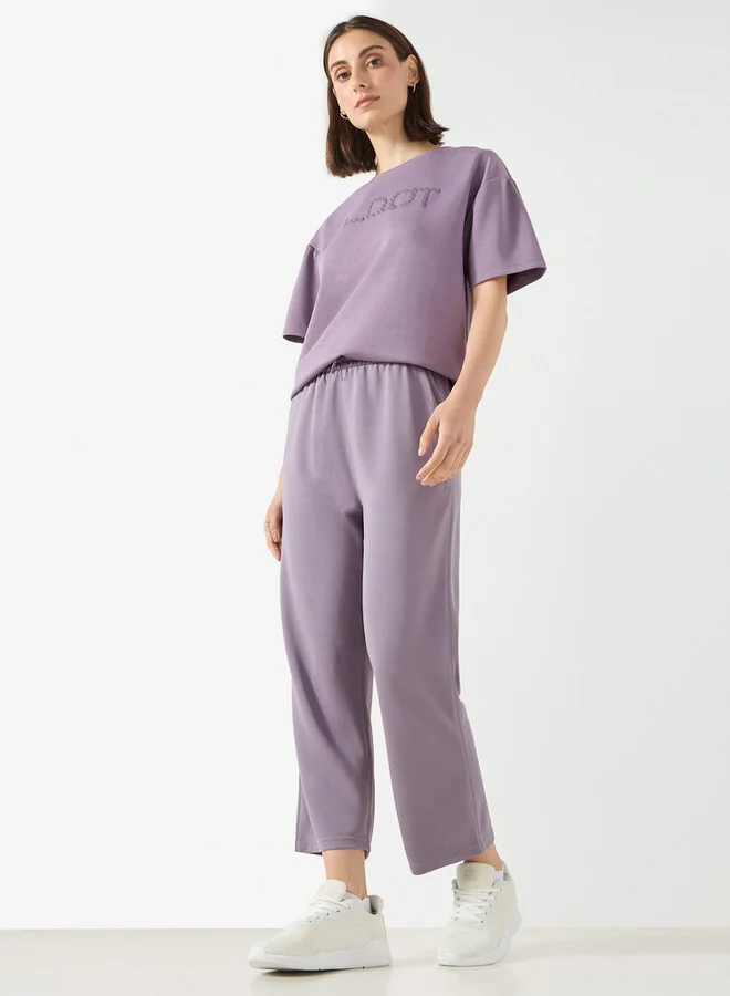 ADOT by Splash Typographic Detail T-shirt with Crew Neck and Short Sleeves