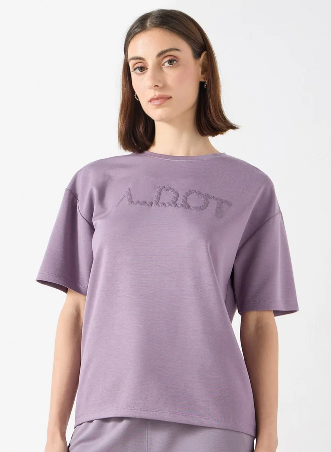 ADOT by Splash Typographic Detail T-shirt with Crew Neck and Short Sleeves